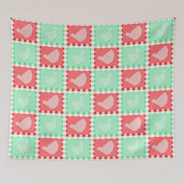 Item preview, Silkie Bantam Chicken Applique Patchwork Red Green designed and sold by StandoutSilkies.