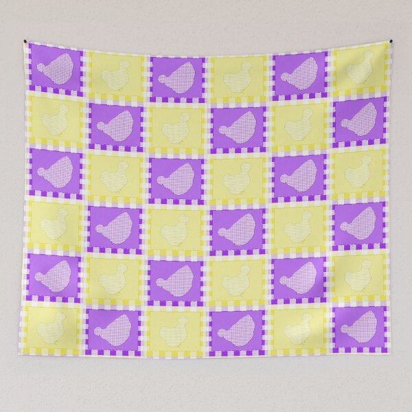 Item preview, Silkie Bantam Chicken Applique Patchwork Purple Yellow designed and sold by StandoutSilkies.