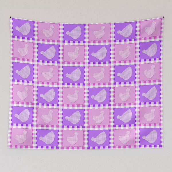 Item preview, Silkie Bantam Chicken Applique Patchwork Pink Purple designed and sold by StandoutSilkies.