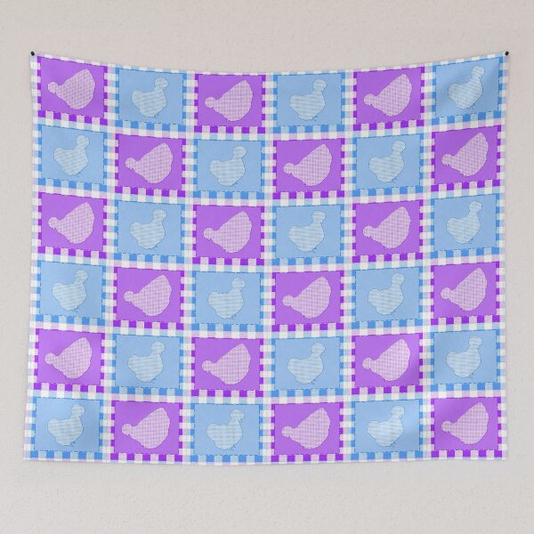 Item preview, Silkie Bantam Chicken Applique Patchwork Blue Purple designed and sold by StandoutSilkies.