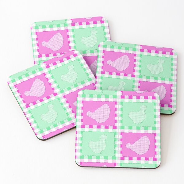 Item preview, Silkie Bantam Chicken Applique Patchwork Pink Green designed and sold by StandoutSilkies.