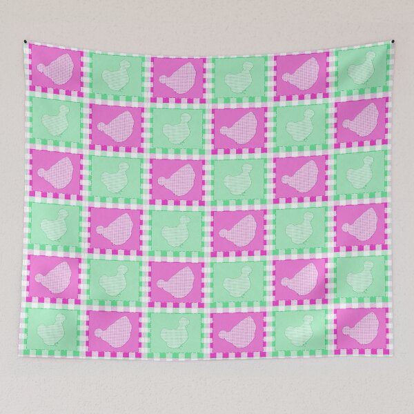 Item preview, Silkie Bantam Chicken Applique Patchwork Pink Green designed and sold by StandoutSilkies.