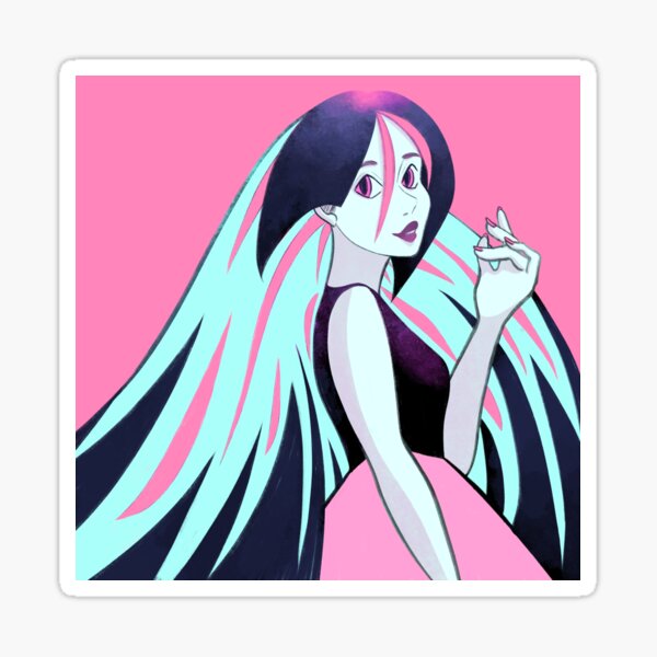 Pink and Blue Girl Sticker