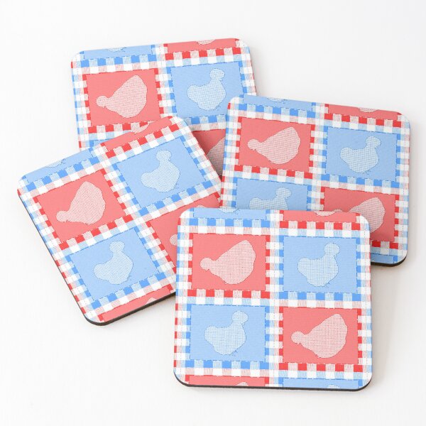 Item preview, Silkie Bantam Chicken Applique Patchwork Blue Red designed and sold by StandoutSilkies.