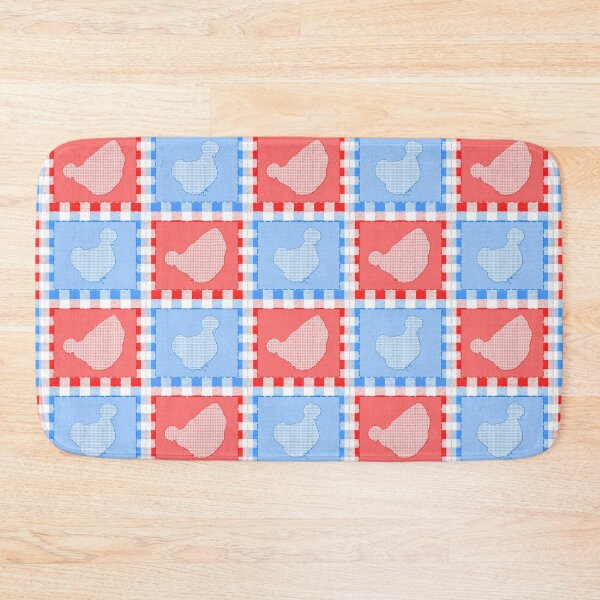 Item preview, Silkie Bantam Chicken Applique Patchwork Blue Red designed and sold by StandoutSilkies.