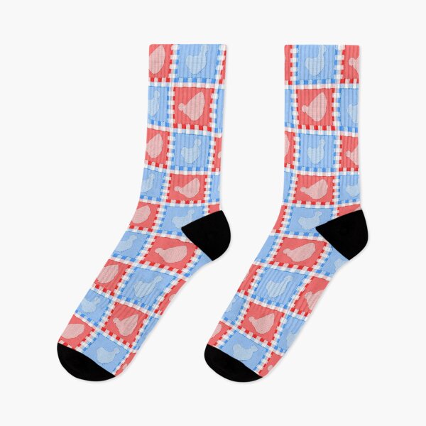 Item preview, Silkie Bantam Chicken Applique Patchwork Blue Red designed and sold by StandoutSilkies.