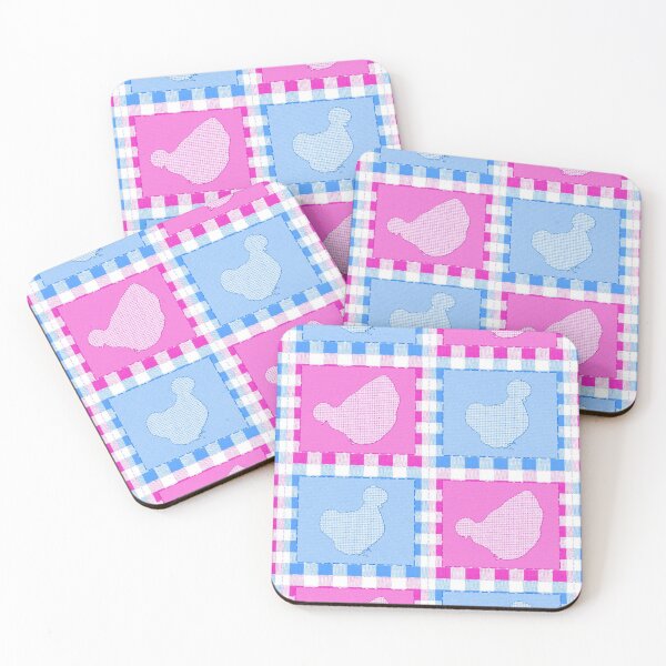 Item preview, Silkie Bantam Chicken Applique Patchwork Blue Pink designed and sold by StandoutSilkies.