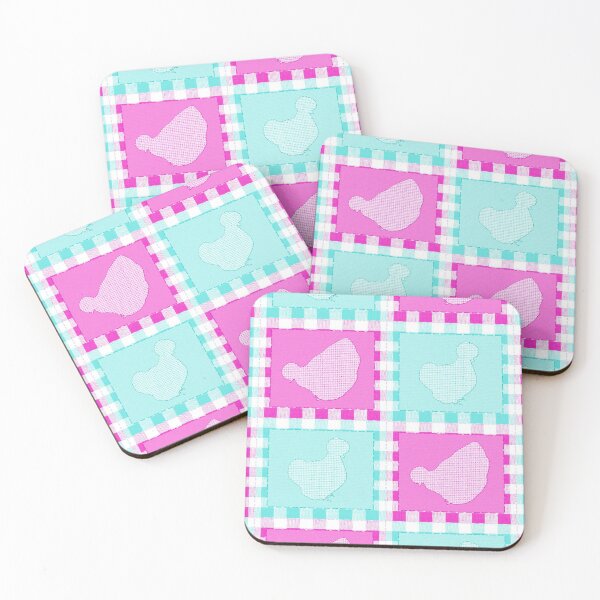 Item preview, Silkie Bantam Chicken Patchwork Applique Aqua Pink designed and sold by StandoutSilkies.