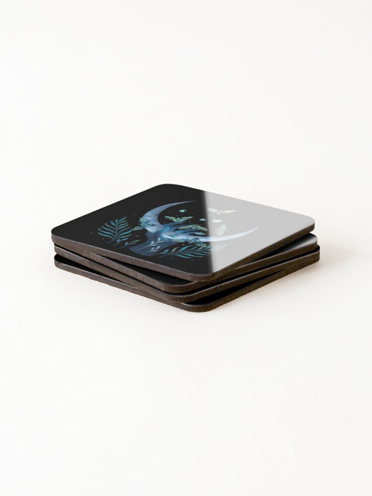 Thumbnail 4 of 5, Coasters (Set of 4), Moth Hand designed and sold by episodicDrawing.