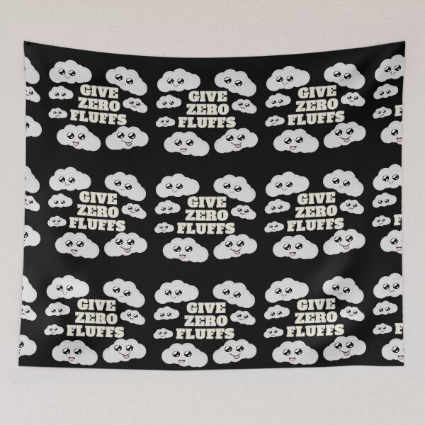 Item preview, Give Zero Fluffs cute adorable clouds quote pun meme in black grey designed and sold by ICRainbowMoons.