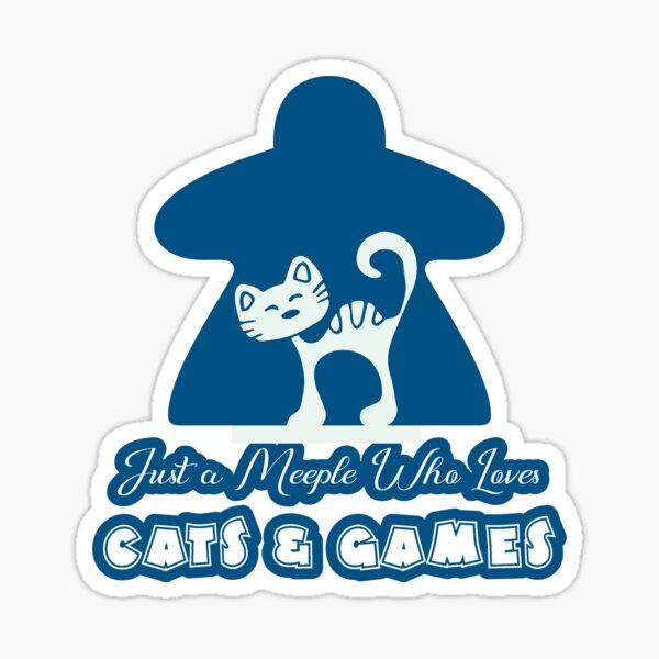 Just A Meeple Who Loves Cats And Games Blue Sticker