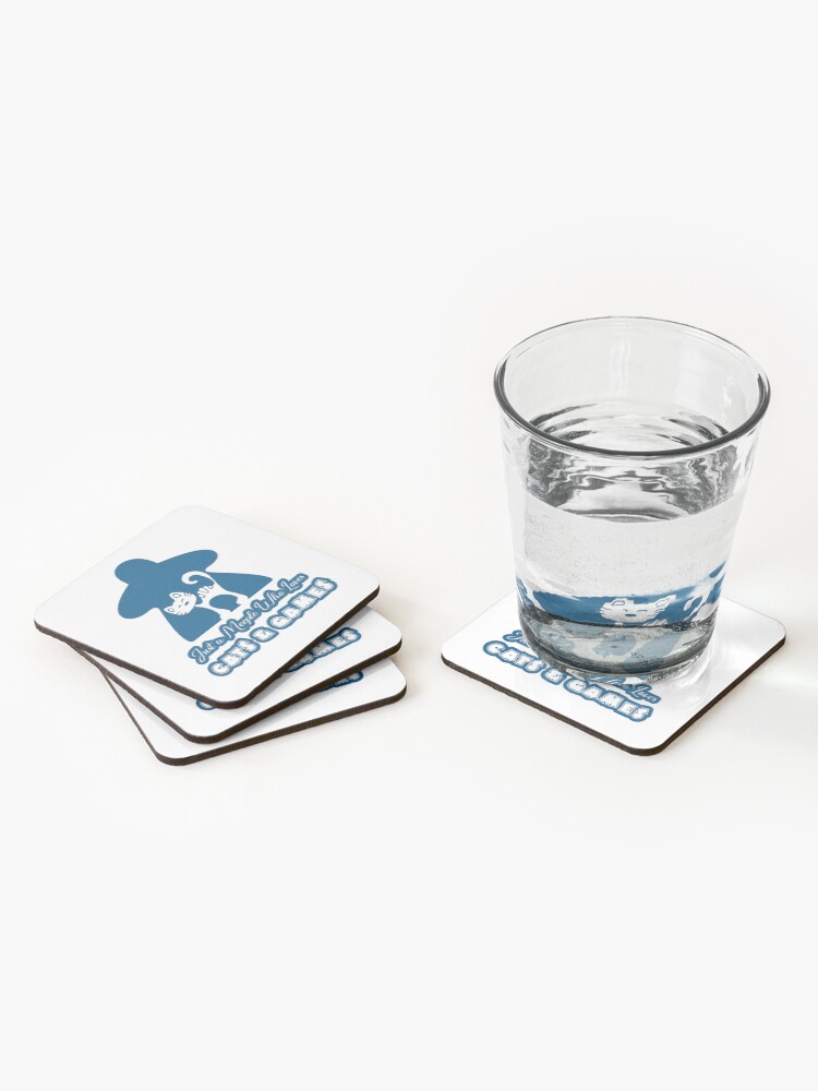 Thumbnail 2 of 5, Coasters (Set of 4), Just A Meeple Who Loves Cats And Games Blue designed and sold by pudgycatgames.