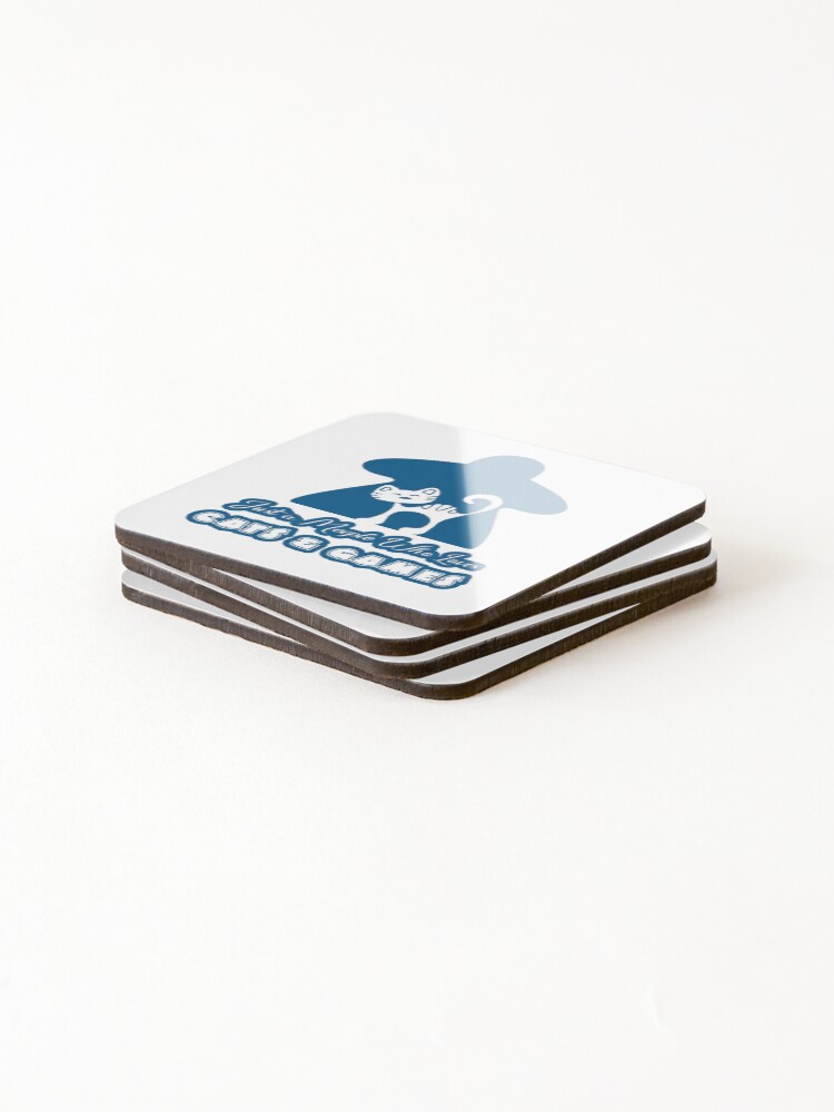 Thumbnail 4 of 5, Coasters (Set of 4), Just A Meeple Who Loves Cats And Games Blue designed and sold by pudgycatgames.