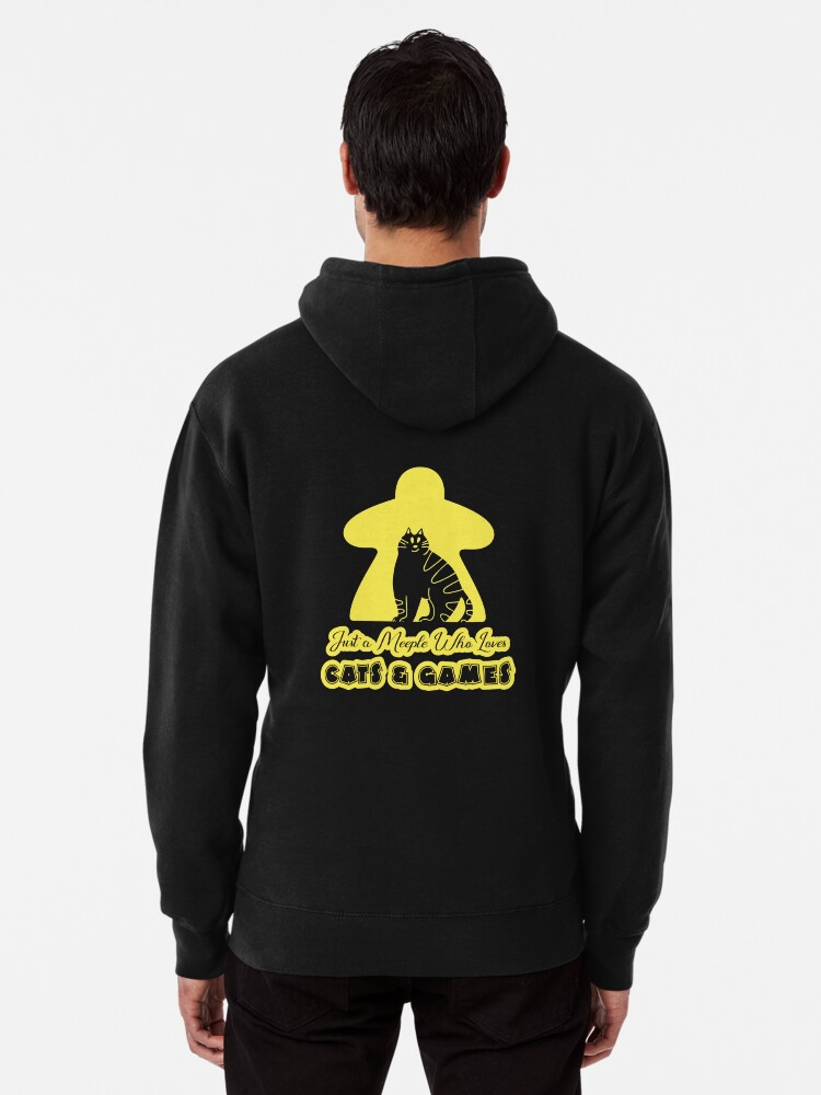 Thumbnail 2 of 5, Pullover Hoodie, Just A Meeple Who Loves Cats And Games Yellow designed and sold by pudgycatgames.