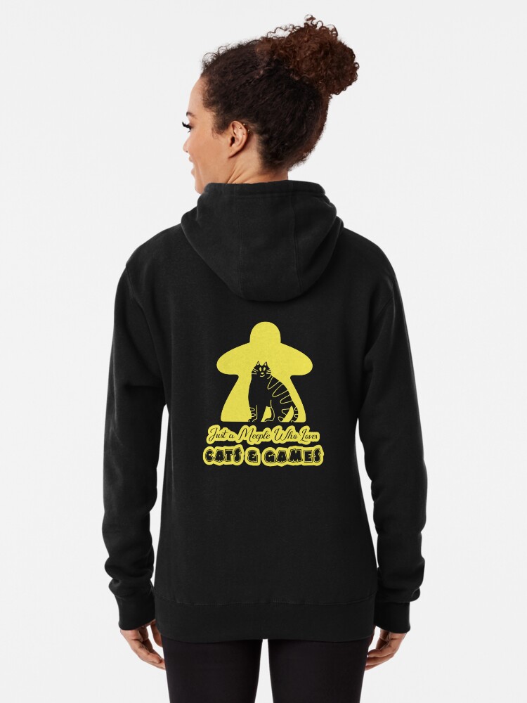 Thumbnail 1 of 5, Pullover Hoodie, Just A Meeple Who Loves Cats And Games Yellow designed and sold by pudgycatgames.
