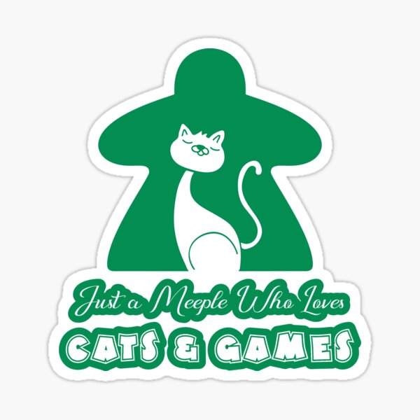 Just A Meeple Who Loves Cats And Games Green Sticker