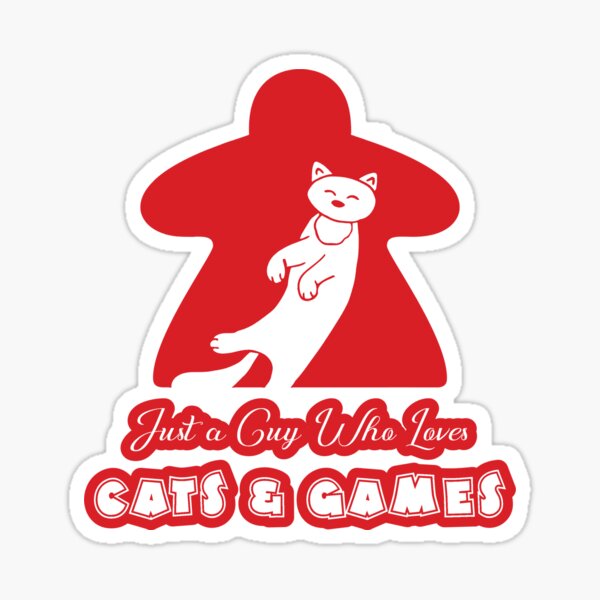 Just A Guy Who Loves Cats And Games Red Sticker
