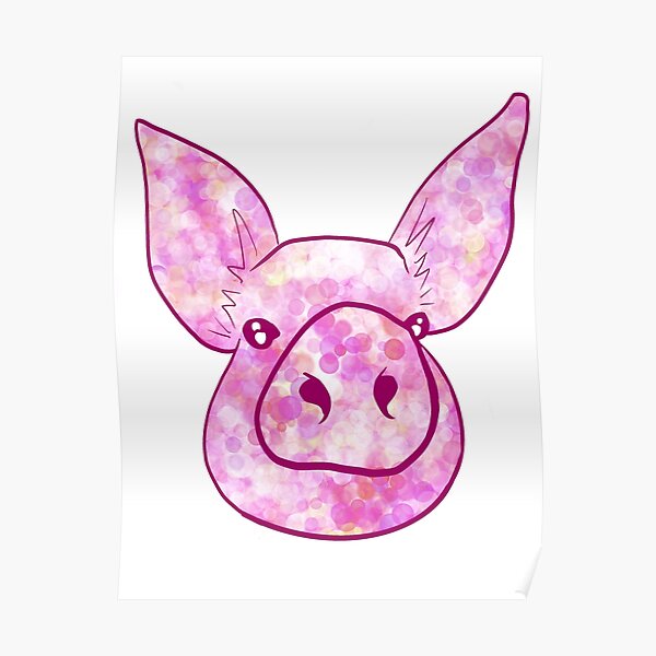 Pink Pig Head Posters Redbubble - hot pink pig tails roblox