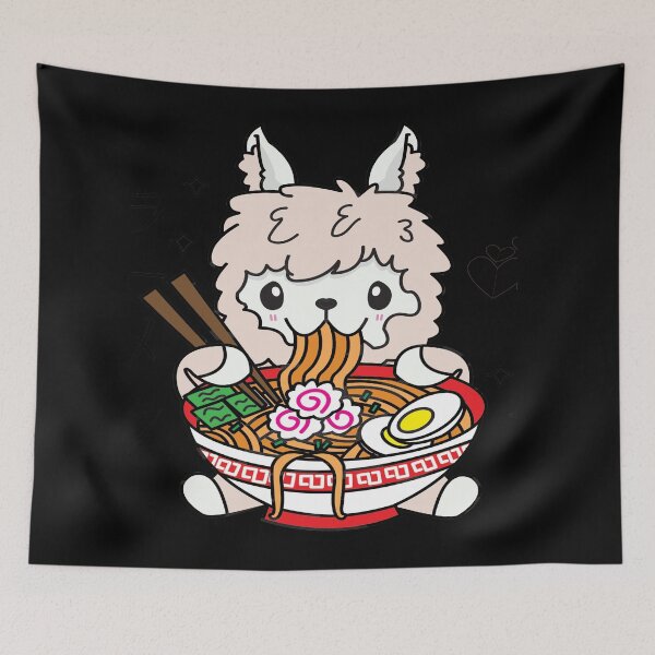 Item preview, Llama Eating Ramen Cute Kawaii Noodles designed and sold by YueHeng Creates ⭐⭐⭐⭐⭐.