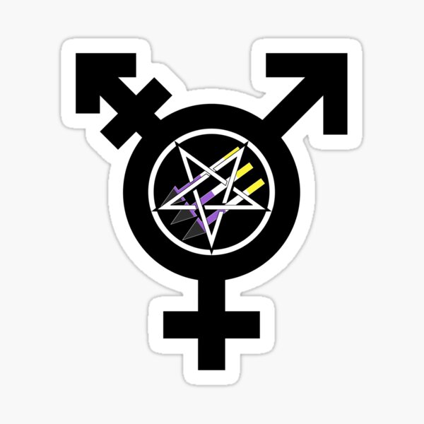Satanic Antifascism - Nonbinary Pride (Age of Sin variant) Sticker