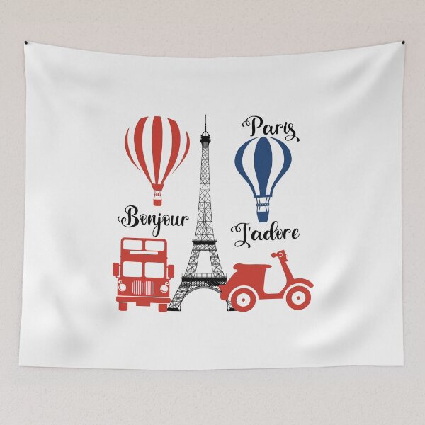 Item preview, PARIS/BONJOUR/J'ADORE/ EIFFEL TOWER, DOBLE DECKER BUS designed and sold by wildwhimsical.
