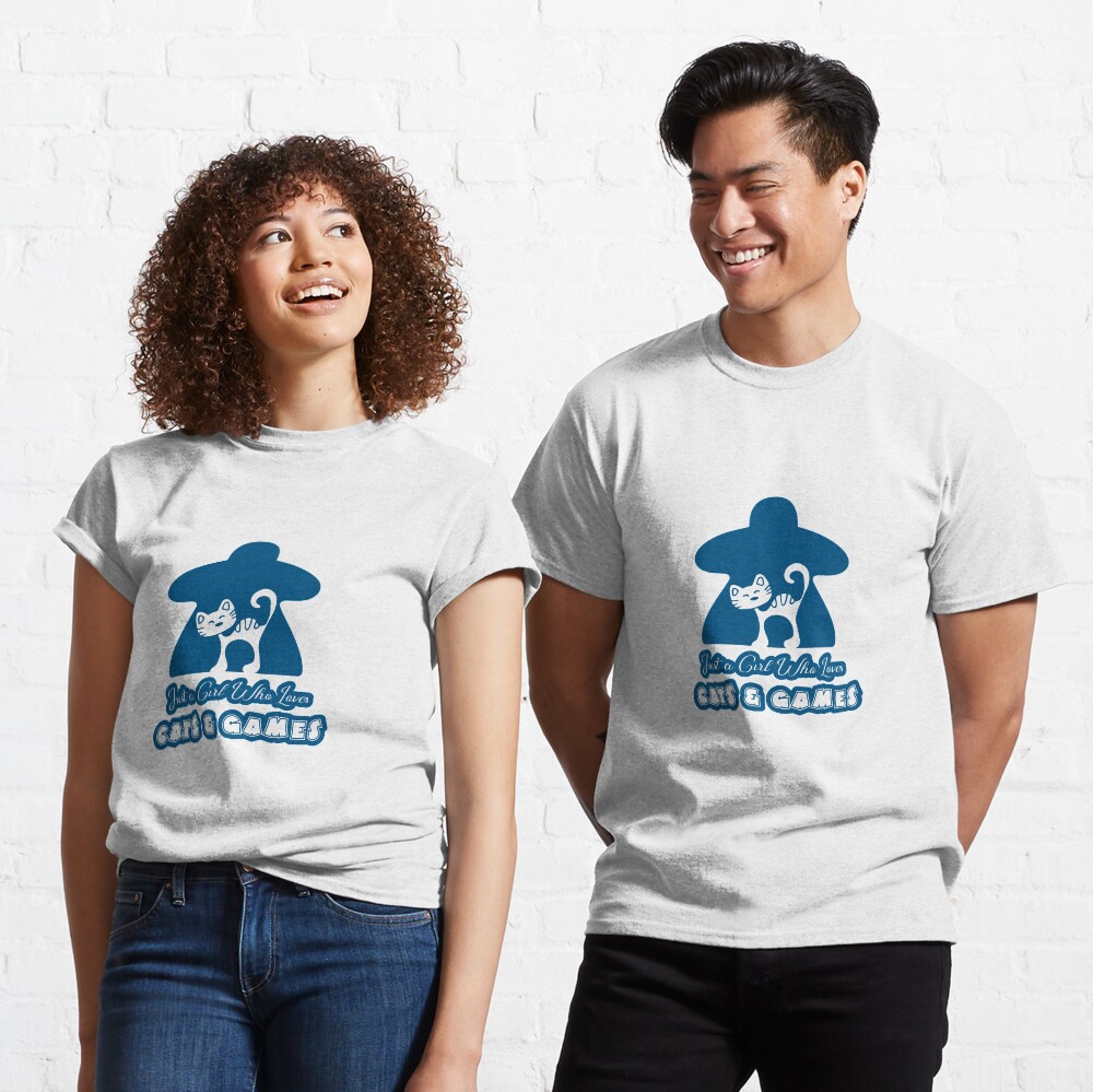 Just A Girl Who Loves Cats And Games Blue Classic T-Shirt