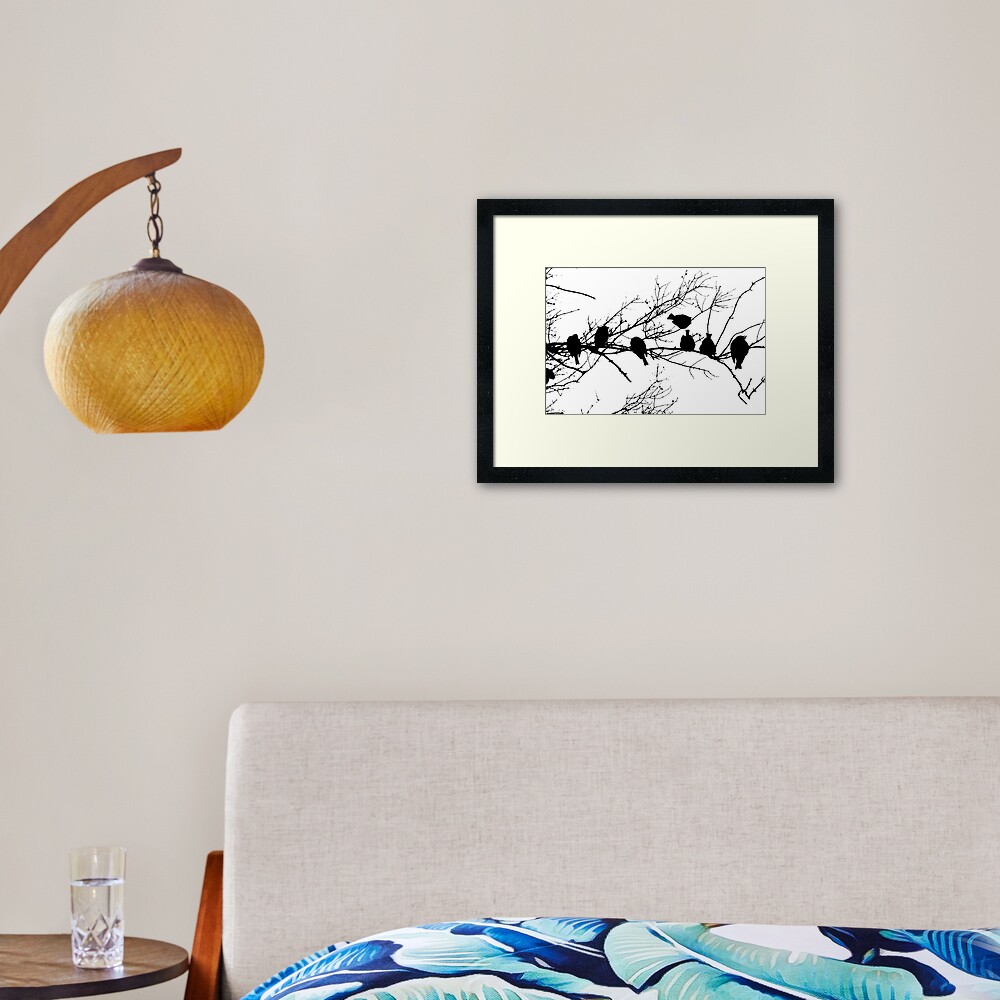 Sparrow Line Up Framed Art Print