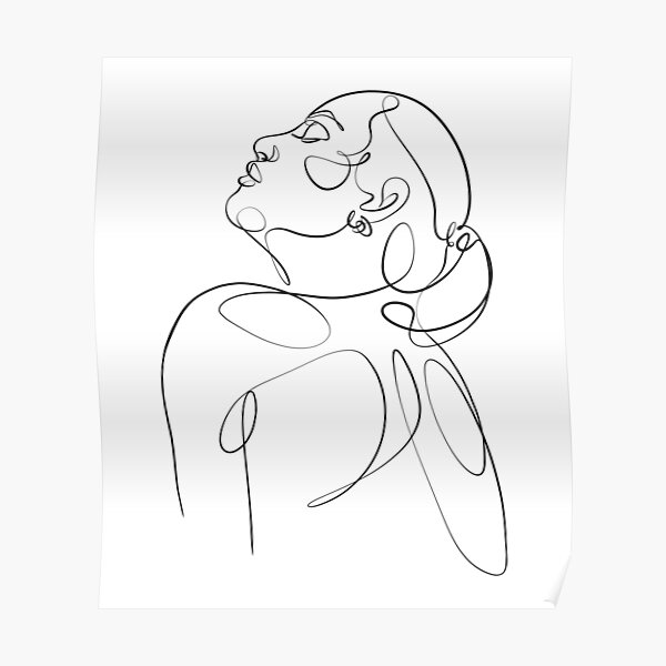 Aesthetic One Line Art Female Portrait Profile With Naked Back Poster By Bondingsoul Redbubble