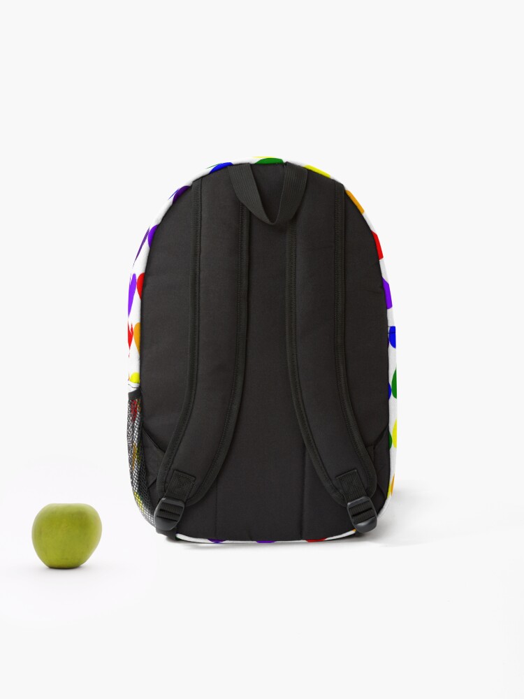Thumbnail 2 of 3, Backpack, Small Rainbow Filled Heart Pattern designed and sold by santafespud.