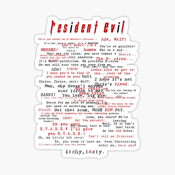 Item preview, Resident Evil Quotes designed and sold by Tvrs01001.