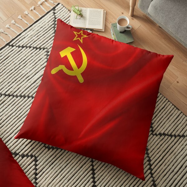 #Flag of the Soviet Union, Soviet Popular #Pictures, #Red Satin #SovietUnion Floor Pillow