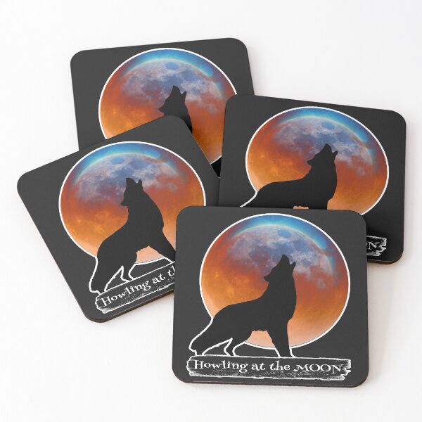 Item preview, Wolf howling at the red moon silhouette designed and sold by Astralia.