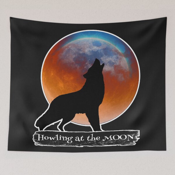 Item preview, Wolf howling at the red moon silhouette designed and sold by Astralia.