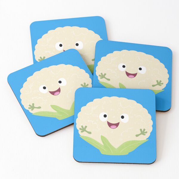 Item preview, Cute happy cauliflower vegetable cartoon designed and sold by FrogFactory.