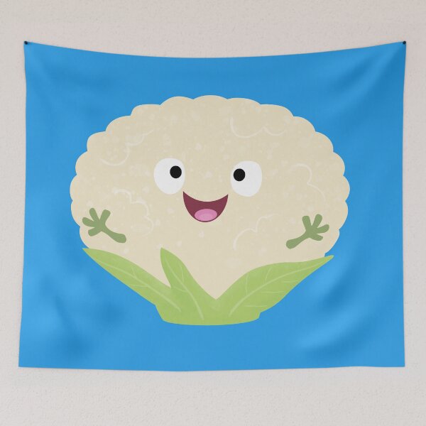 Item preview, Cute happy cauliflower vegetable cartoon designed and sold by FrogFactory.