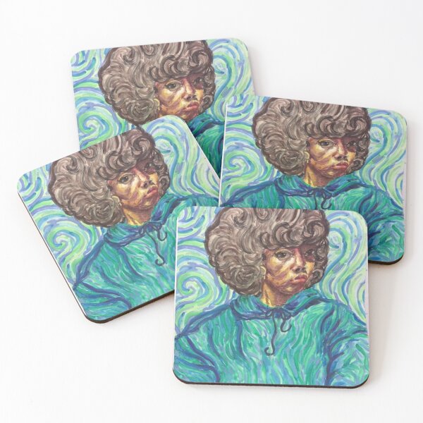Item preview, "thx for the inspo vincent van gogh" afro illustration designed and sold by vibeyblackart.