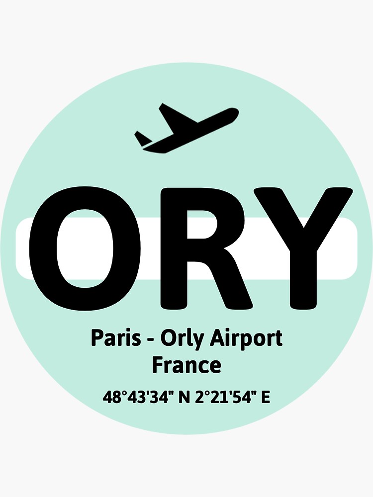 "ORY Orly airport code Sticker" Sticker by BeilenDesigns Redbubble