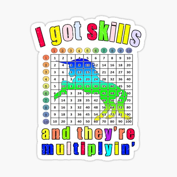 i got skills they re multiplying multiplication table with unicorn sticker for sale by ibljutiy redbubble