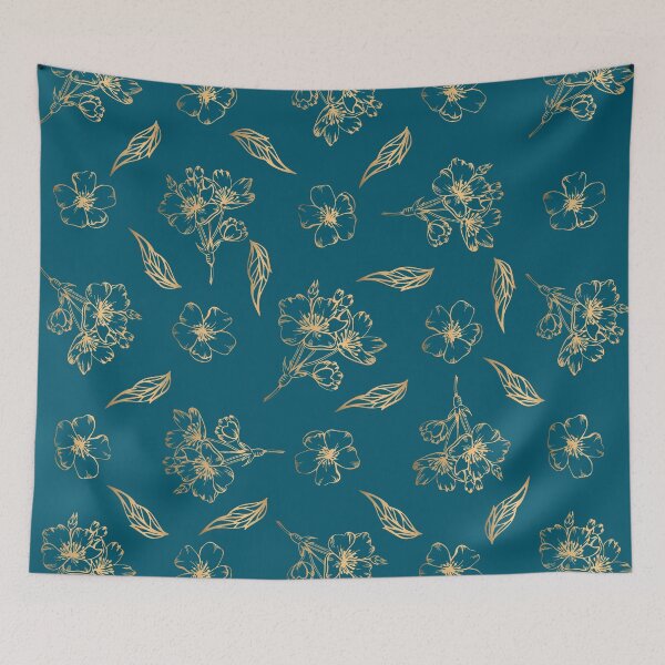 Item preview, Cyan gold floral designed and sold by sunnyhou.