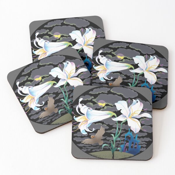 Item preview, Lilies in the night landscape designed and sold by fairytaleprints.