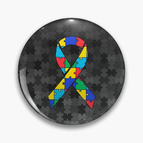 Autism Awareness Puzzle Piece Ribbon and Butterfly Pin for Sale