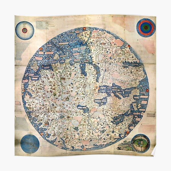 1458 World Map by Fra Mauro Poster