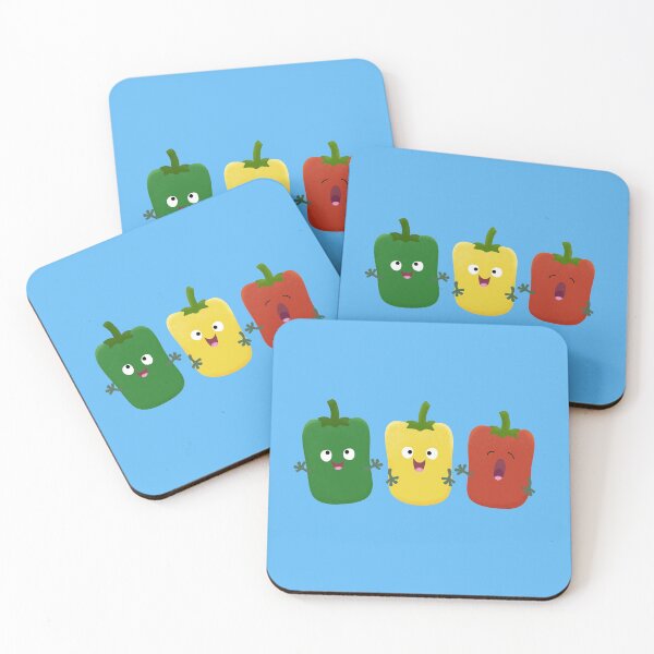 Item preview, Cute bell pepper capsicum trio singing cartoon designed and sold by FrogFactory.
