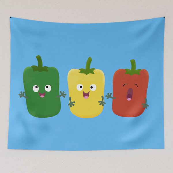 Item preview, Cute bell pepper capsicum trio singing cartoon designed and sold by FrogFactory.