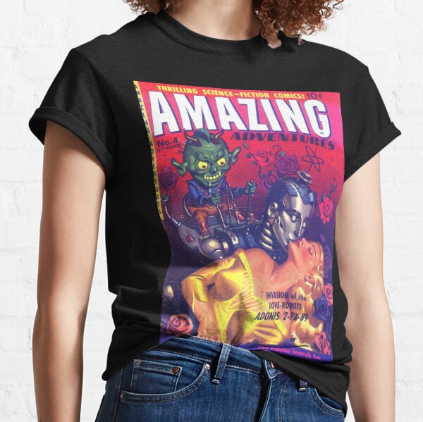 LOVE ROBOT INVASION | Vintage Retro Comic Book Covers 1951 Amazing Adventures Classic T-Shirt