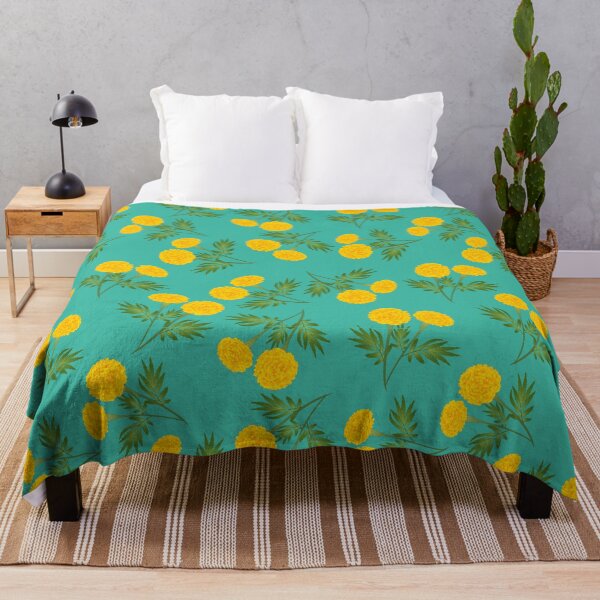 Item preview, Cyan gold floral golden marigold designed and sold by sunnyhou.