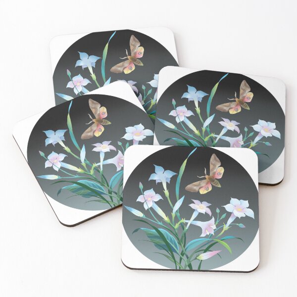 Item preview, Night flowers and butterfly round composition designed and sold by fairytaleprints.