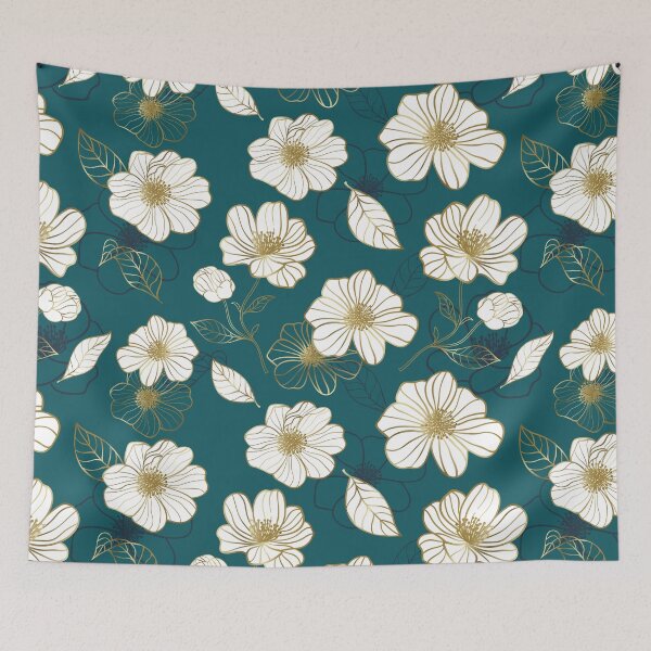 Item preview, Cyan gold floral golden flower designed and sold by sunnyhou.