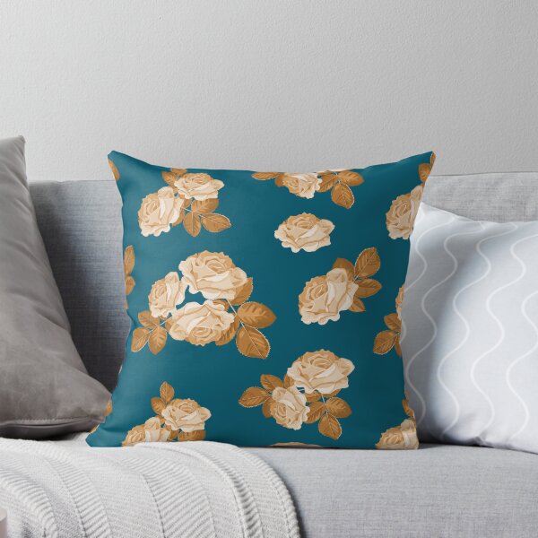 Item preview, Cyan gold floral golden rose vintage style designed and sold by sunnyhou.