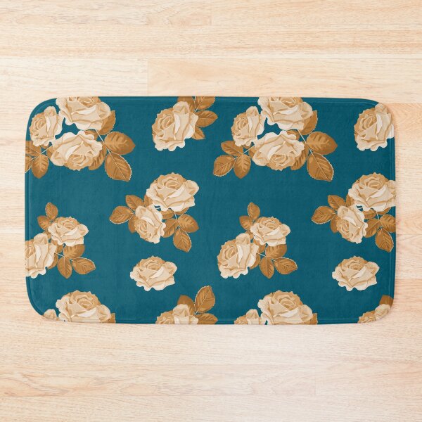 Item preview, Cyan gold floral golden rose vintage style designed and sold by sunnyhou.